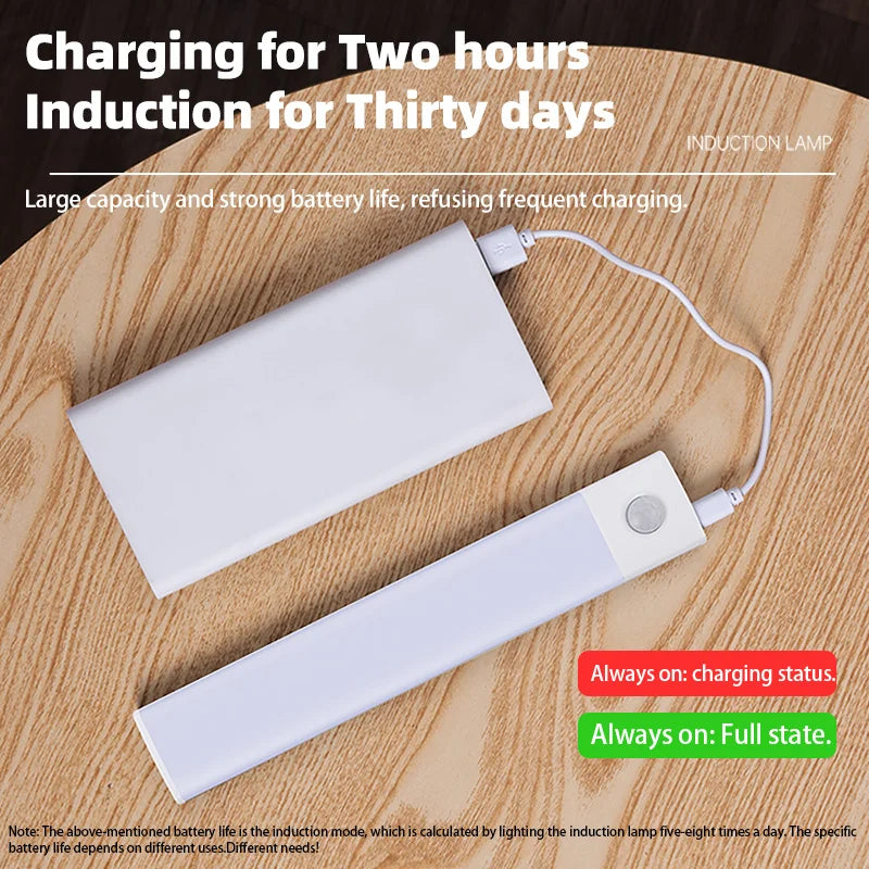 Motion Sensor LED Under Cabinet Light, Ultra Thin Wireless USB Rechargeable Closet Wardrobe Lamp for Kitchen Bedroom Indoor