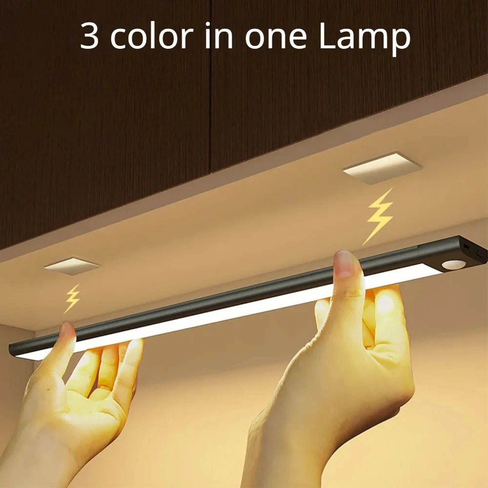Motion Sensor LED Under Cabinet Light, Ultra Thin Wireless USB Rechargeable Closet Wardrobe Lamp for Kitchen Bedroom Indoor