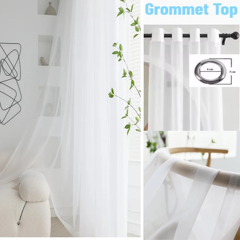 Elegant White Sheer Curtains for Living & Wedding Rooms