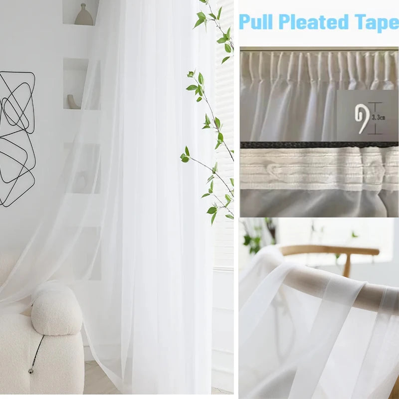 Elegant White Sheer Curtains for Living & Wedding Rooms