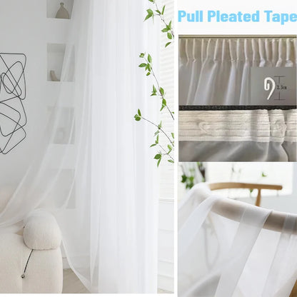 Elegant White Sheer Curtains for Living & Wedding Rooms